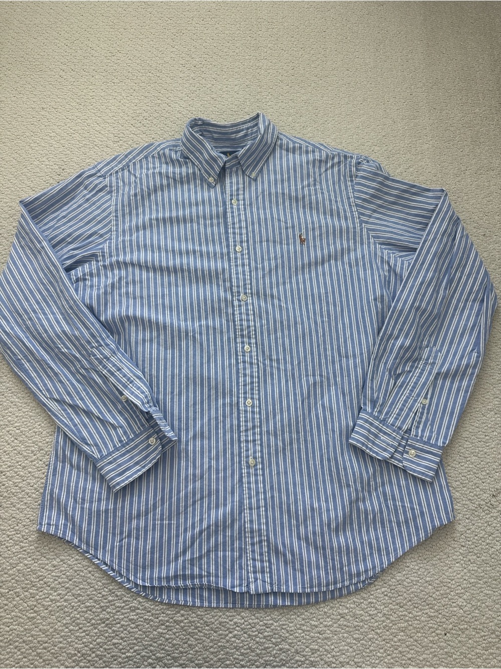 Ralph Lauren Blue & White Striped Button-Down Shirt
